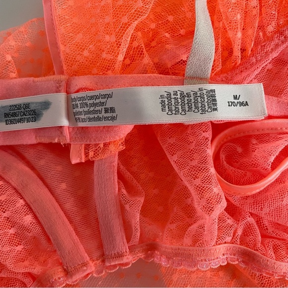 New! Victoria’s Secret Peekaboo Mesh Open-Cup Babydoll neon orange 20251 - Picture 10 of 11